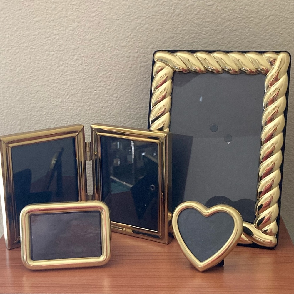 Vintage Brass Gold Picture Frames Set of 4